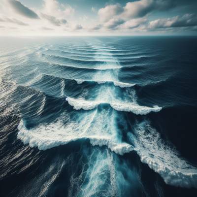 Serene ocean waves under a cloudy sky, symbolizing dream interpretation and subconscious exploration.