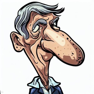 A man with an exaggerated nose, cartoon style.
