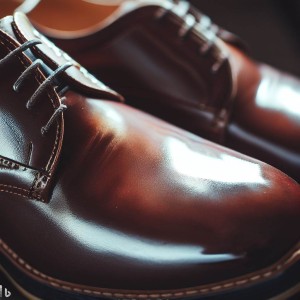 Shiny brown men's shoes.