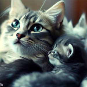 Cat with her kitten.